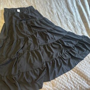 Tiered Black Maxi Skirt - Women's Flowing Ruffle Skirt